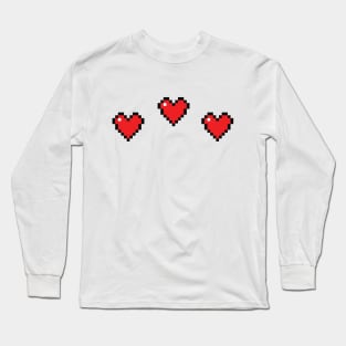 Retro Life Bar - 3 Hearts Long Sleeve T-Shirt